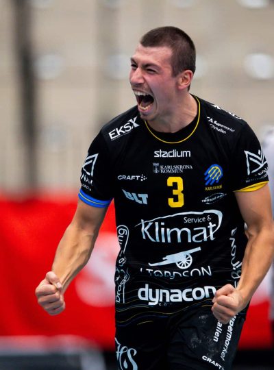 KALMAR, SVERIGE  20240929
HF Karlskronas Filip Psajd under torsdagens handbollsmatch i Handbollsligan herr mellan HF Karlskrona och Skånela IF i Brinova Arena Karlskrona.
Foto: Patric Söderström / TT / Kod 10312 **BETALBILD**